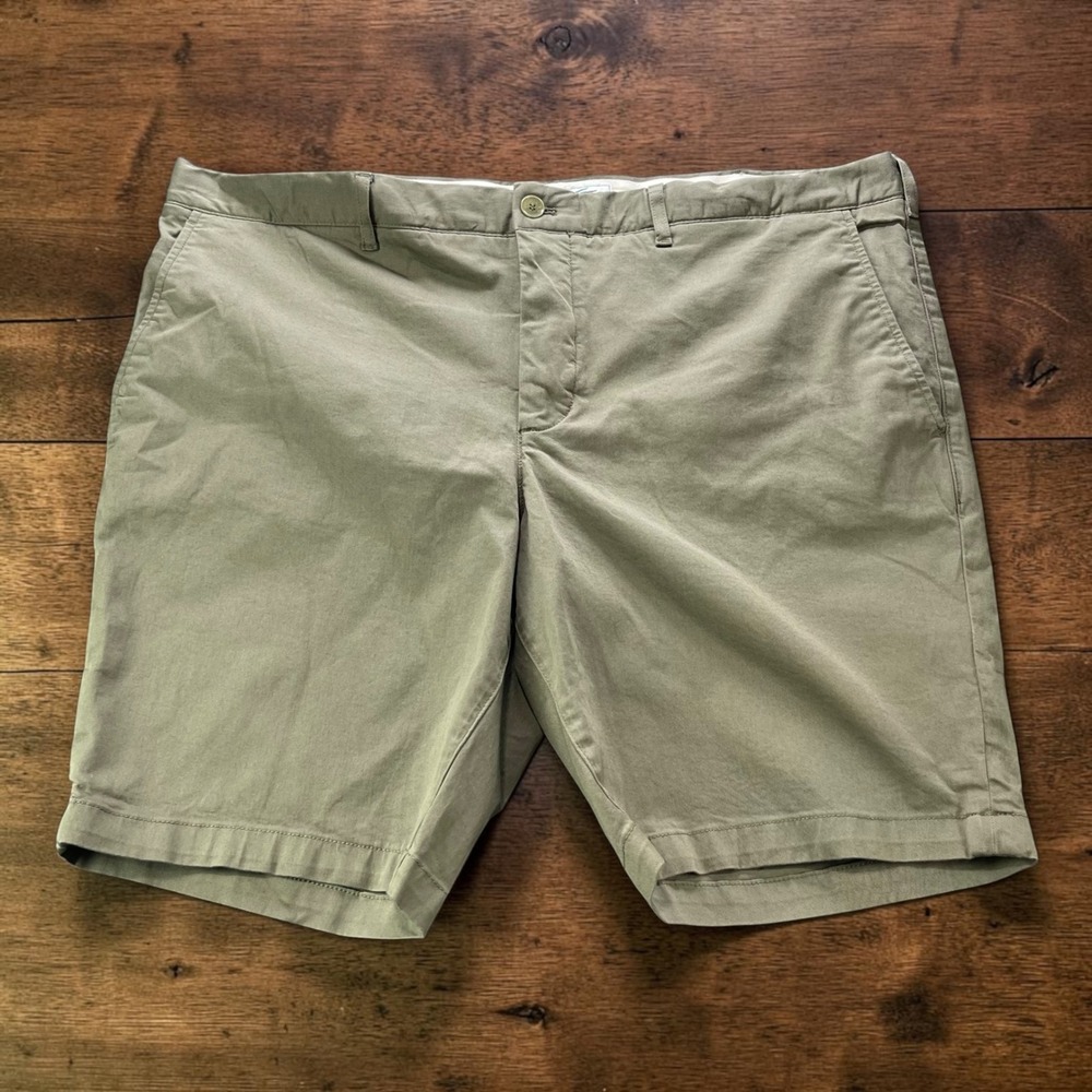 Lacoste Mens Slim Fit Chino Shorts 9" Olive Green Khaki Stretch Cotton Size 42